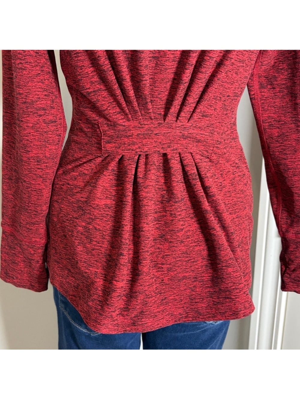 Beyond Yoga SET Peplum Back Jacket Red Spacedye Top Full Zip High Rise Pant Sz M - Picture 8 of 15